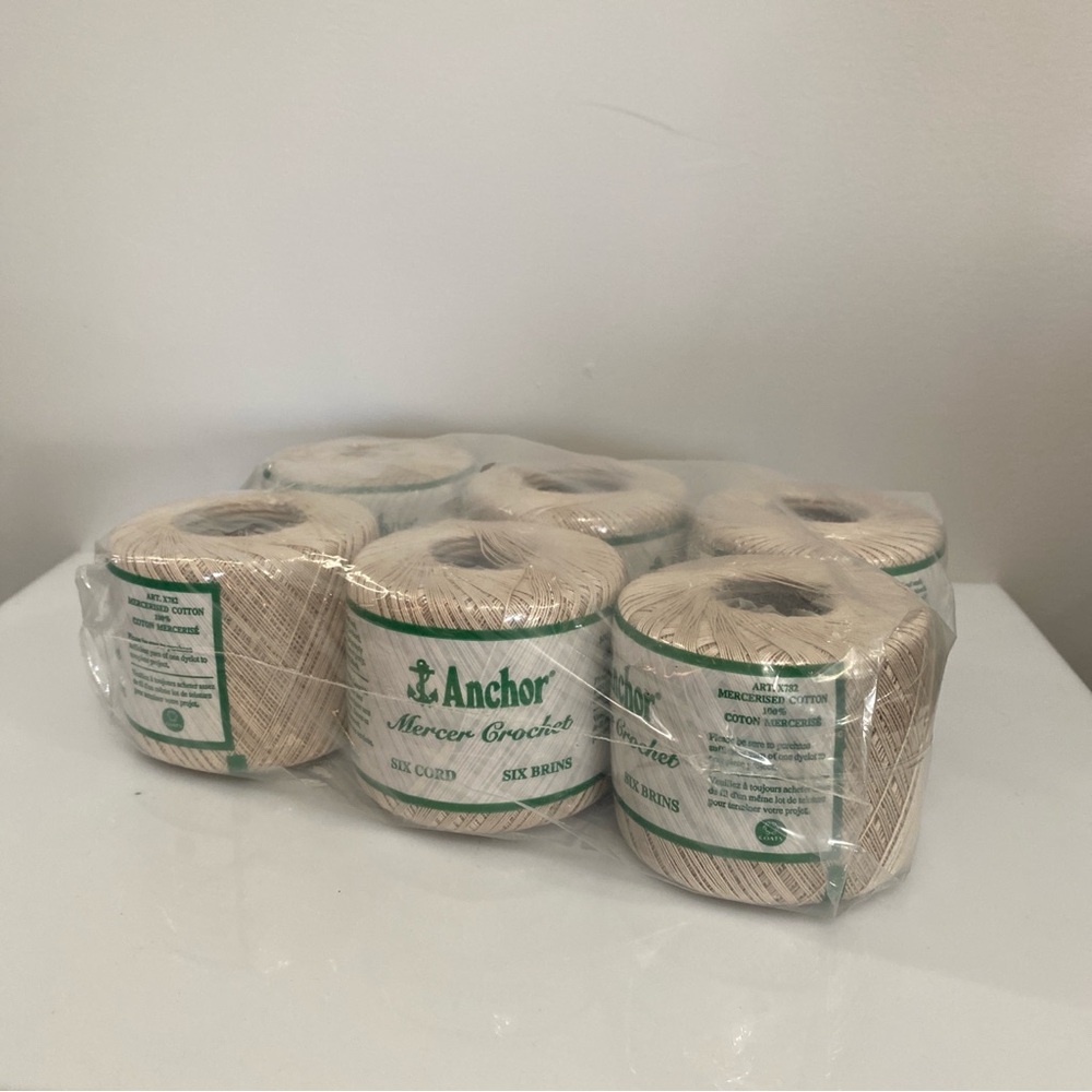 Anchor Size 20 Mercer Cotton Thread Six Cord Lot of 6 Tan (ECRU) Crochet Tatting